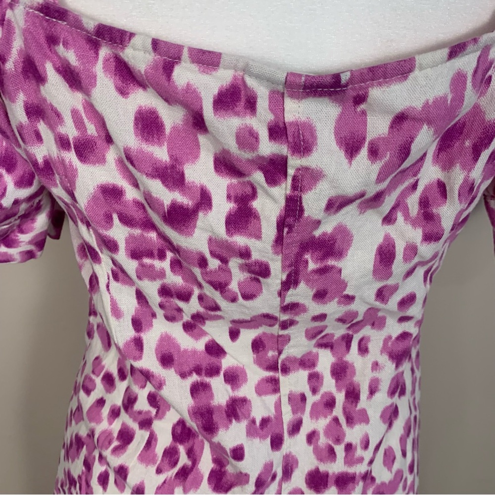 Who What Wear Button Front Linen Rayon Blend Puff Sleeve Midi Dress - Picture 11 of 14